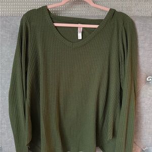 Aritzia Forest Green Ribbed Long Sleeve Top